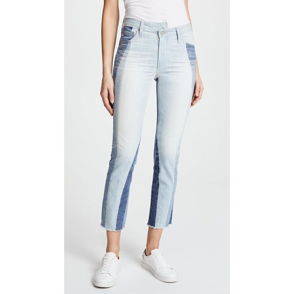 AG Jeans The Isabelle Cropped Straight Leg Raw Hem Denim Size 25